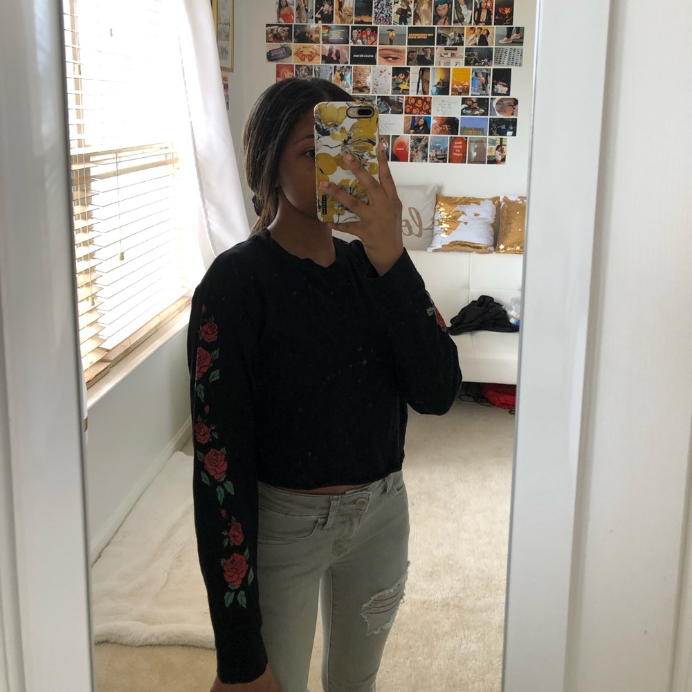 PACSUN Rose Cropped Long Sleeve